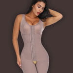 3 row hook closure sleeveless full body shaper with open stall without logo