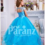 Beautiful floor length multi layer tulle skirt dress with floral work bodice back side view