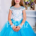 Beautiful floor length multi layer tulle skirt dress with floral work bodice for girls