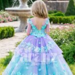 Beautiful floral work flared tulle skirt baby gown with soft tulle overskirt