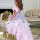 Beautiful tulle-ruffle multi-color cloud skirt baby gown with sequin work satin-sheer bodice side view