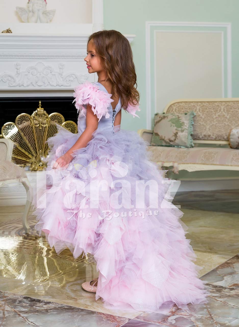 Buy Graceful Baby Pink Foil Work Net Party Wear Long Gown From Zeel Clothing