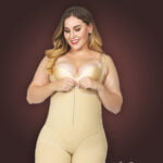 Butt enhancing tummy slimming open bust body shaper with front zipper closure new