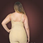 Butt enhancing tummy slimming open bust body shaper with front zipper closure new back side view