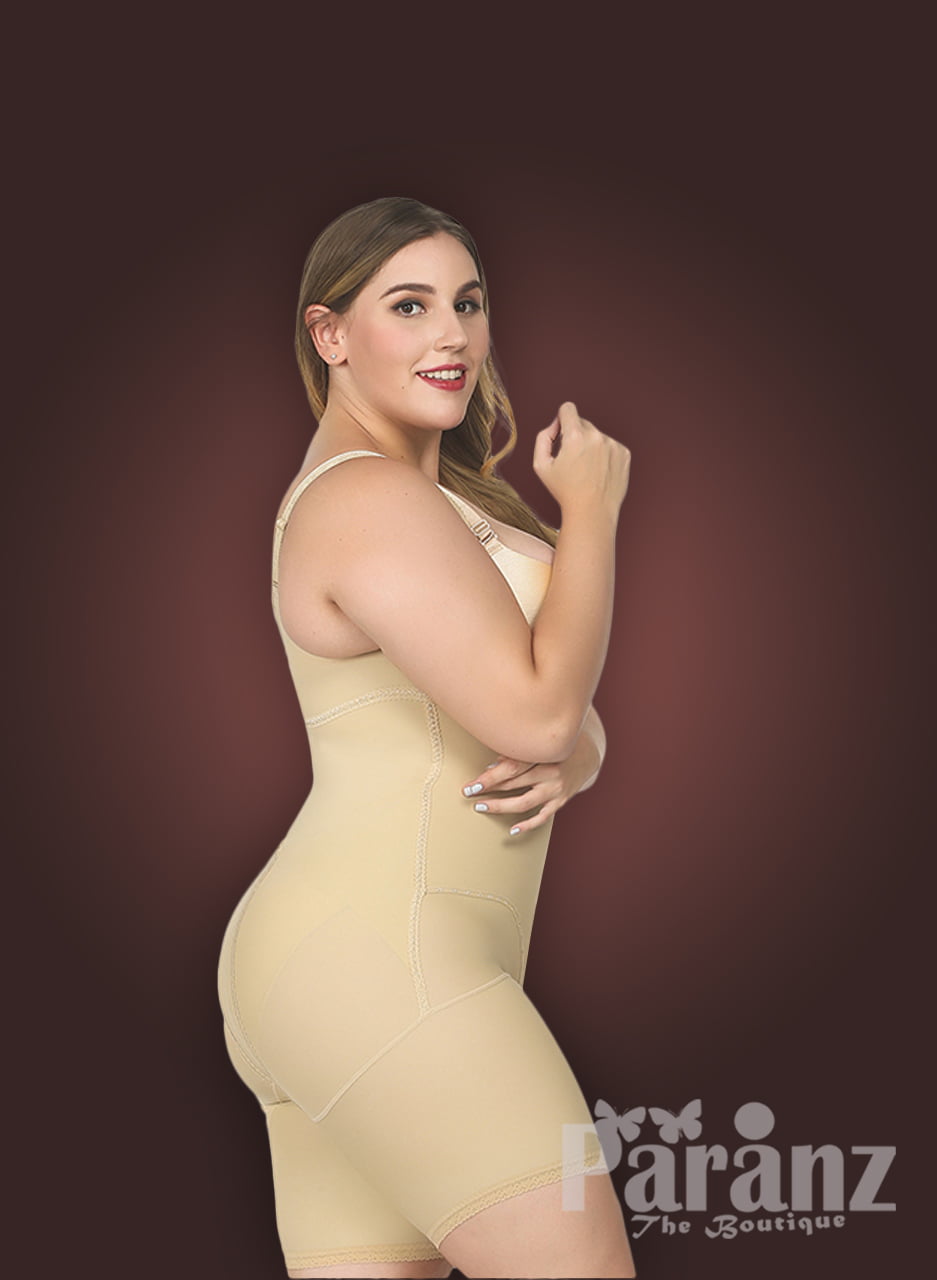 Butt Lifter Body Shaper with Open Bust and Front Zipper Closure by