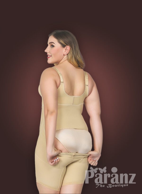 Butt enhancing tummy slimming open bust body shaper with front zipper closure new women