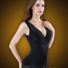 Delicate yet rich lace work multi-layer tummy slimming body shaper side view