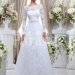 Elegant pearl white floor length tulle skirt wedding gown with over all lace works