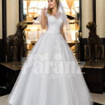 Exclusive pearl white real tulle skirt wedding gown with royal lacy bodice
