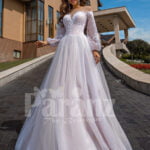 Floor length stunning white off-shoulder Arabian princess style wedding tulle gown