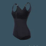 Front Zipper Closure & Waist Slimmer Body Shaper Suit In black f (3)