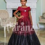 Glitz red-pink-black floor length flared and high volume exclusive baby gown