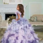 High volume ruffle-tulle cloud skirt full length baby gown with elegant satin-sheer bodice side view