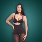 Lower tummy slimming open bust strappy sleeve mid-thigh cincher New for women