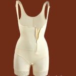 Mid Thigh Body Suit With Lace & Front Zipper Closure off White raw view (2)