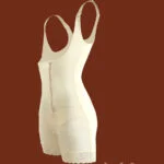 Mid Thigh Body Suit With Lace & Front Zipper Closure off White raw view (3)