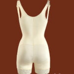 Mid Thigh Body Suit With Lace & Front Zipper Closure off White raw view (4)