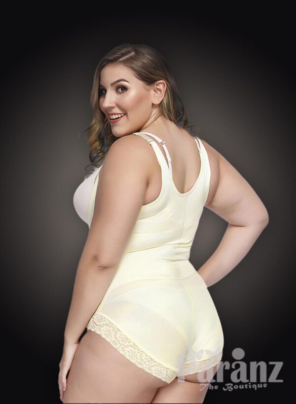 Open-bust style all white front zipper closure underwear body shaper new back Side view