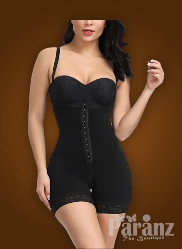 Open-bust style buckle control front hook closure body shaper new Black