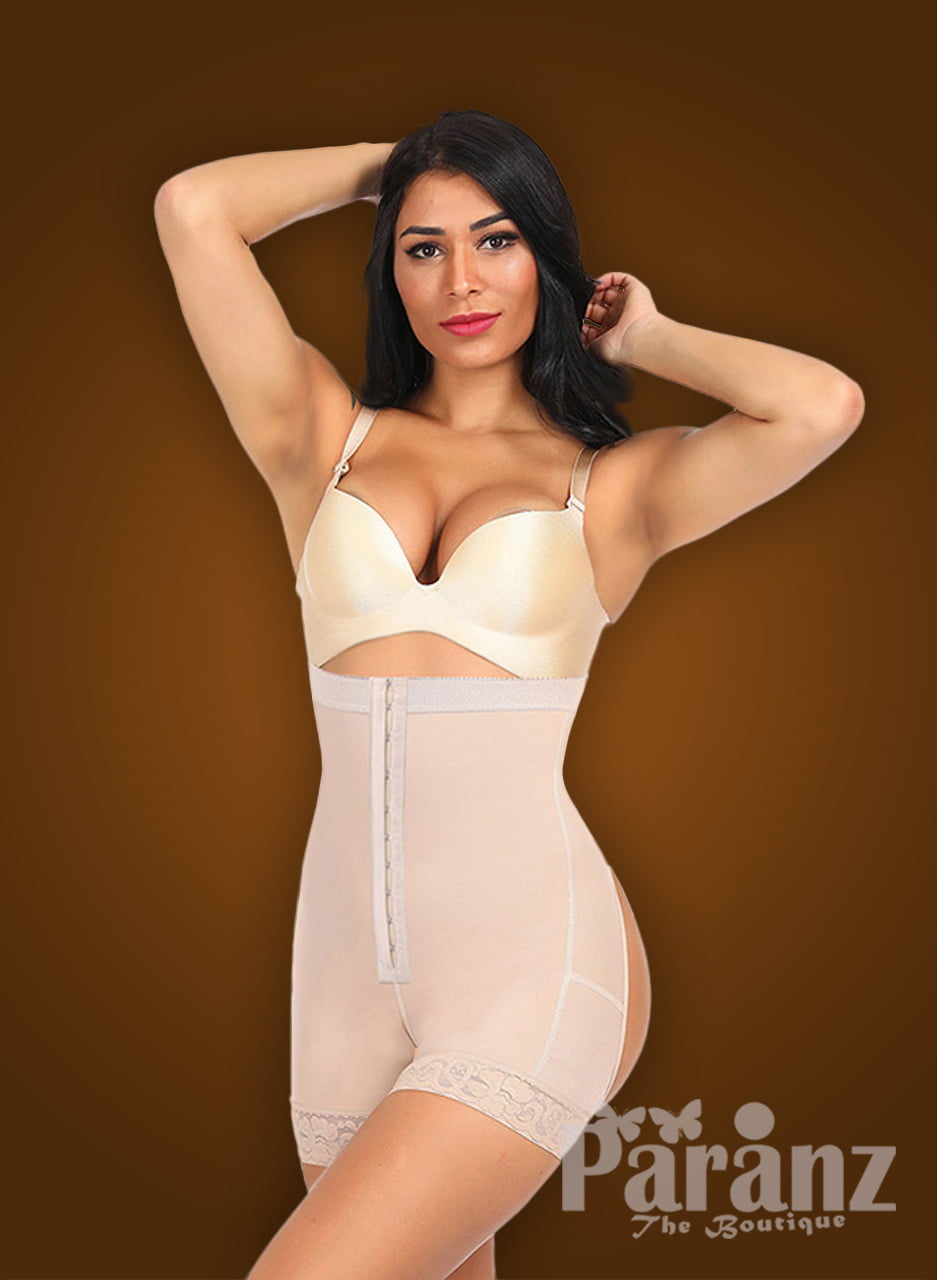 Underwear Body Suit For Women Seamless Gusset Opening With Hooks Open Bust  Adjustable Straps Belly Compression Brief-Bottom Girdle 