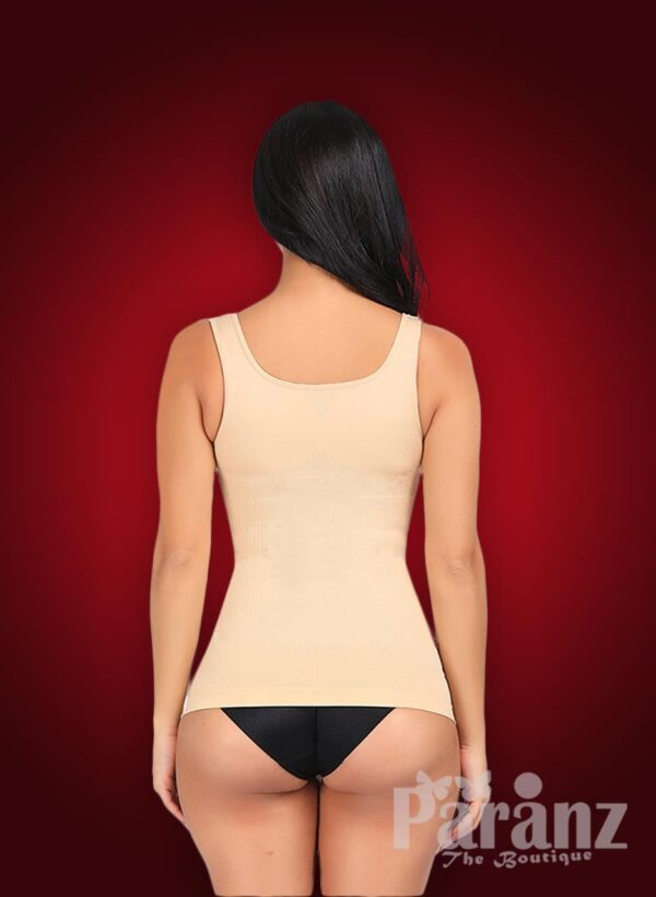 Open-bust style elastic sleeve high waist correcting body shaper new back side view