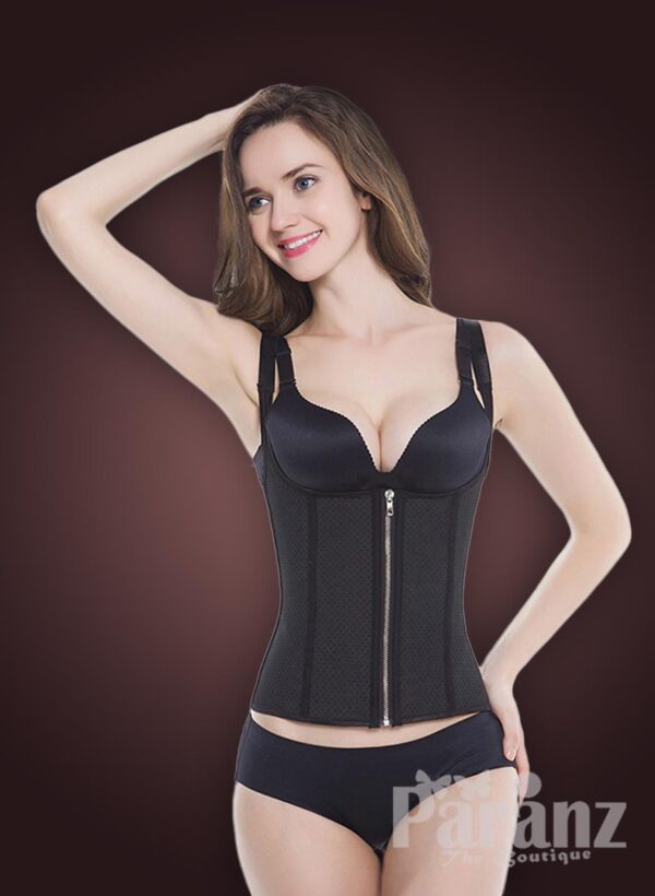 Open-bust style front zipper closure tummy slimming body shaper new back side view