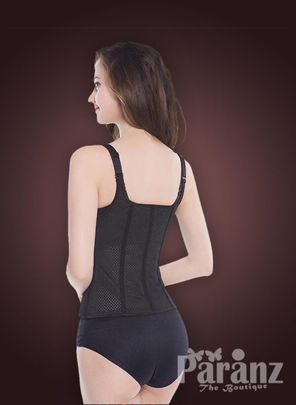 Open-bust style front zipper closure tummy slimming body shaper new for women back side view