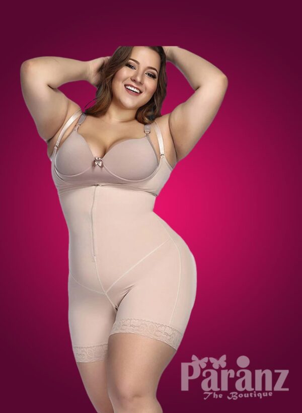 Open-bust style full body shaper with front zipper closure new view