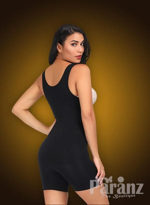 Open-bust style high waist correcting full body shaper in black new side view