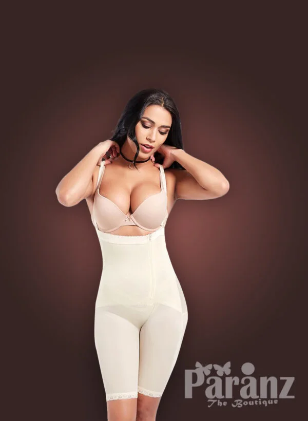 Open bust style tummy slimming body shaper with front zipper closure new views (3)