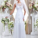 Paranz’s exclusive pearl white wedding gown with satin-sheer royal bodice for women