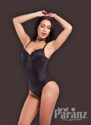 Pre cup attach high waist slimming strappy sleeve body shaper