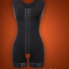 Sleeveless 3 rows front hook closure full body shaper for women raw view (6)