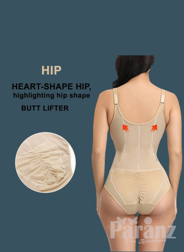 Sleeveless and comfortable front zipper closure underwear body shaper new for women back side view