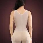 Sleeveless front hook closure custom fit tummy slimming body shaper back side view