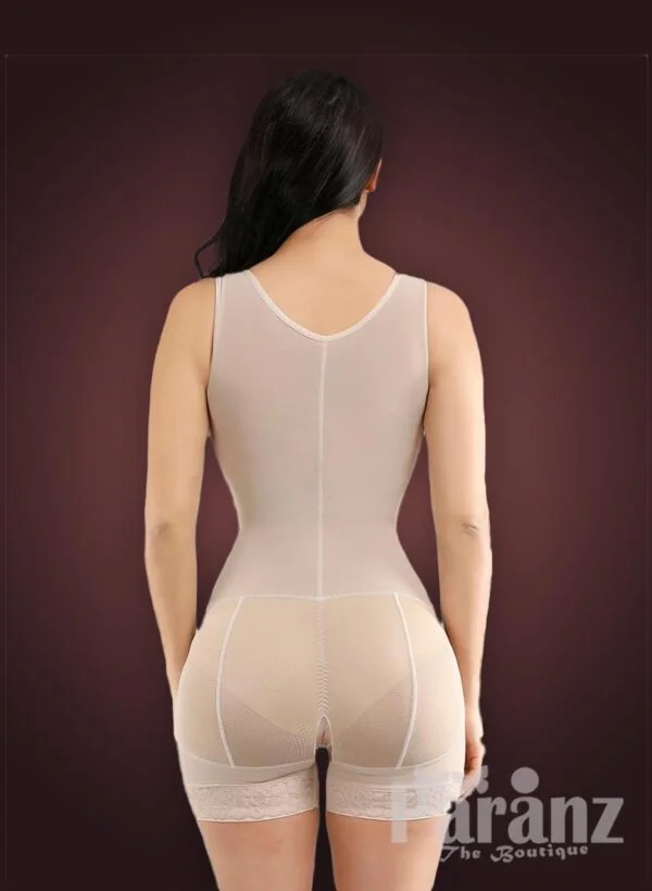 Sleeveless front hook closure custom fit tummy slimming body shaper back side view