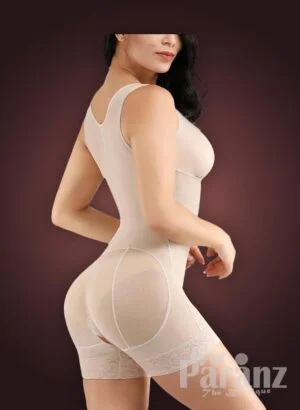 Sleeveless front hook closure custom fit tummy slimming body shaper side view