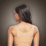 Sleeveless soft and lightweight under bust band support push up posture corrector bra in Beige back side view