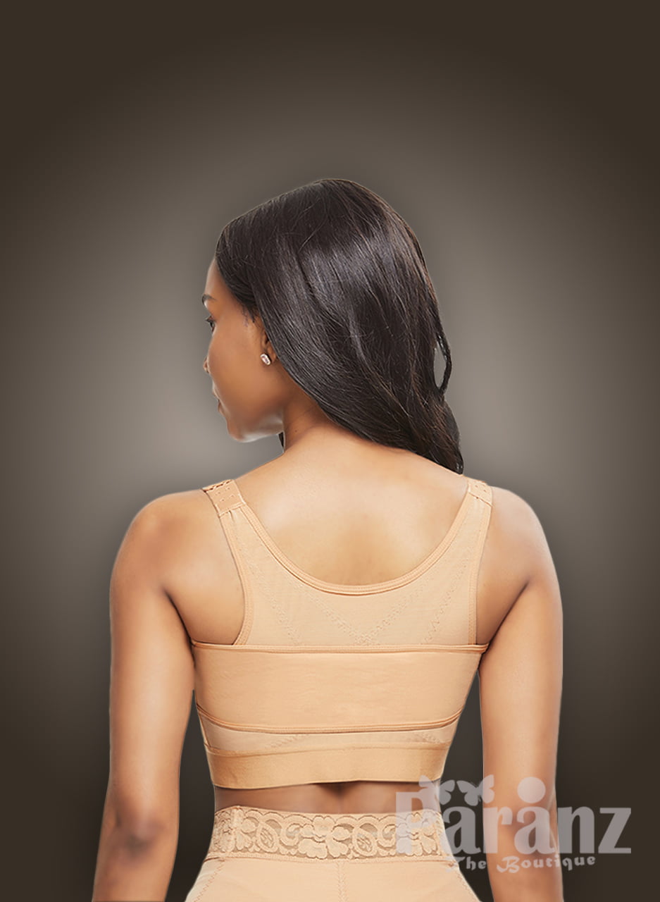 X back design under bust support and arm compression beige body