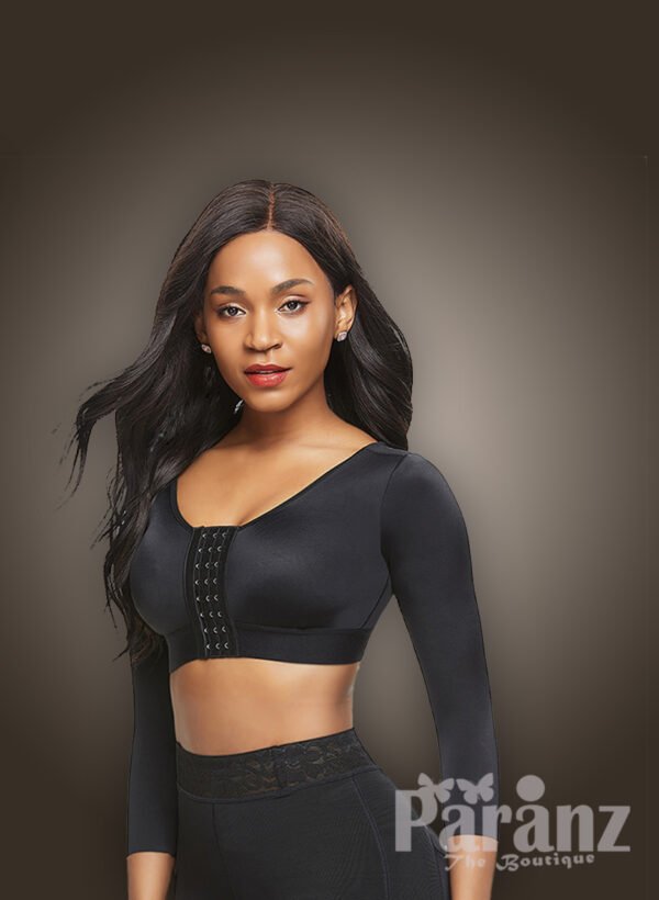 Slim fit cross posture corrector body shaper bra in black