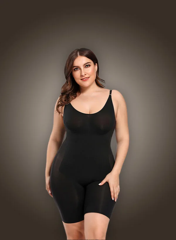 Soft and adjustable medium leg body shaper tummy control and butt lifter without logo