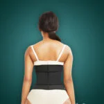 Soft and stretchable waist slimming hourglass shape creating waist cincher back side view