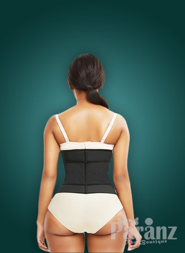 Soft and stretchable waist slimming hourglass shape creating waist cincher back side view