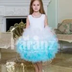 Super stylish bi-color tea length cloud skirt party dress for girls