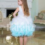 Super stylish bi-color tea length cloud skirt party dress for girls back side view