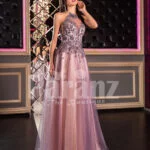 Super stylish & elegant off-shoulder evening party gown with side slit tulle skirt