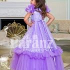 Two layer soft floor length tulle skirt party baby gown with all over self-floral work bodices