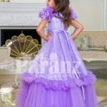 Two layer soft floor length tulle skirt party baby gown with all over self-floral work bodices