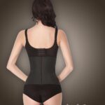 Two layer tummy slimming front hook closure body shaper in Black new back side view