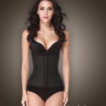 Two layer tummy slimming front hook closure body shaper in Black new views for Women
